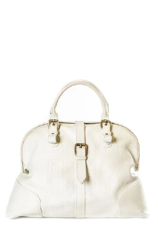 High - Capacity Burberry Duffle Bags for Long TripsBurberry Refurbished White Leather Tote