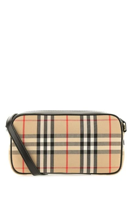 Customizable Burberry Bags with Personalized CharmsBurberry Women Classic Checked  Beige Leather Shoulder Bag