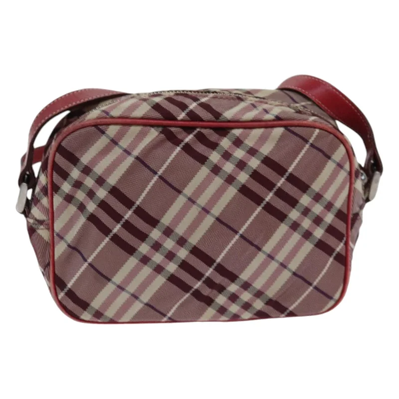 Durable Burberry Canvas Bags for Everyday UseBURBERRY Nova Check Blue Label Shoulder Bag Red Silver  ti1923