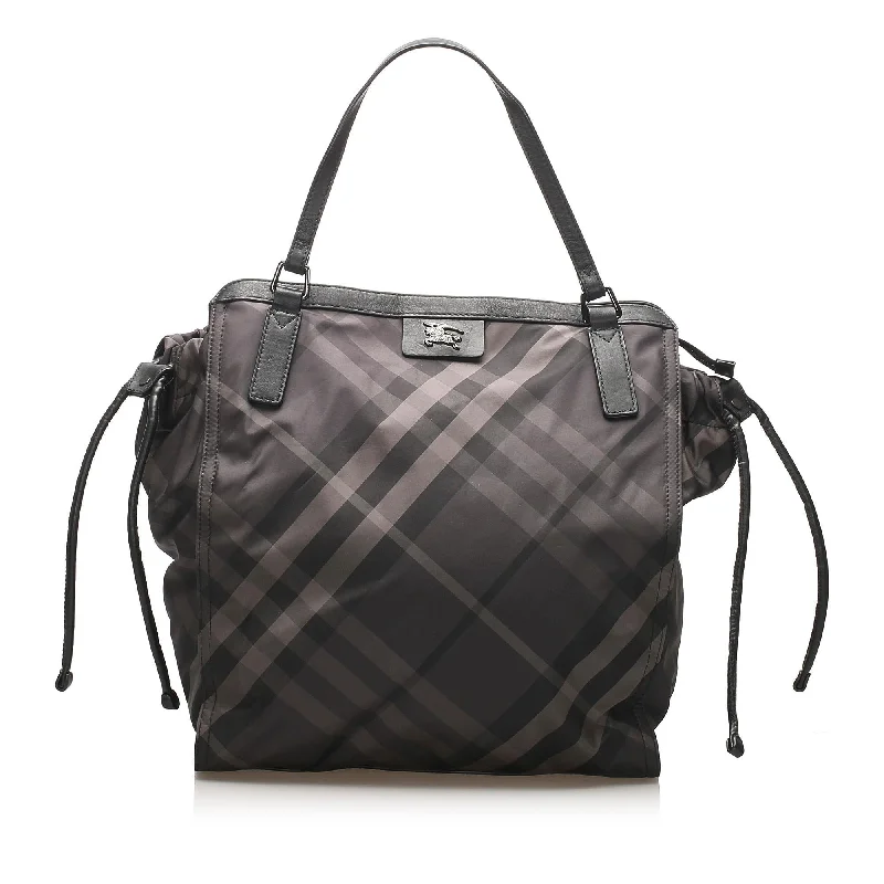 Dark - Hued Burberry Bags for a Sophisticated LookBurberry Smoke Check Buckleigh Nylon Tote Bag (SHG-12349)