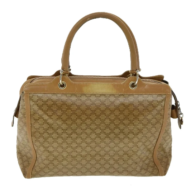 Celine Macadam Canvas Hand Bag PVC Leather Beige  31582