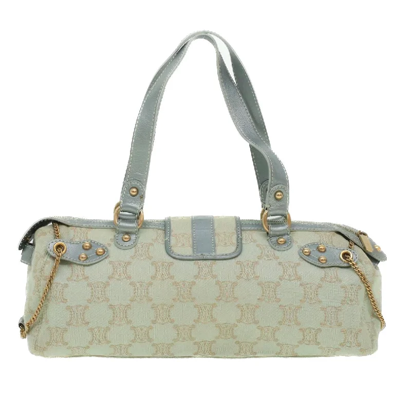 Celine Paris Macadam Canvas Shoulder Bag Light Blue  35668