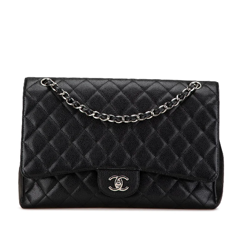 Black Chanel Maxi Classic Caviar Single Flap Shoulder Bag