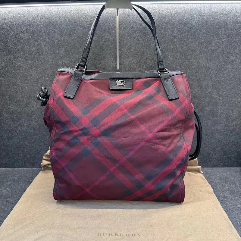 Color - Blocked Burberry Bags for a Bold StatementBurberry Red Check Canvas Leather Trim Tote Bag Medium