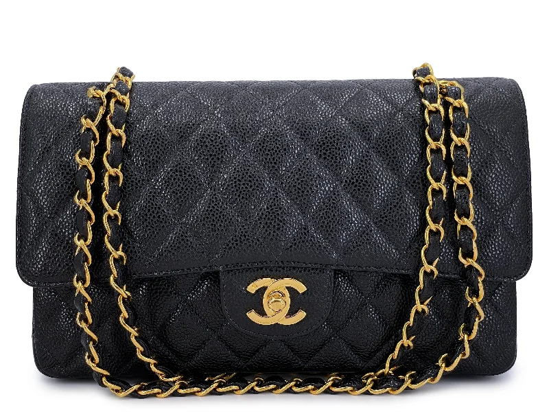 Chanel Designer Handbag with Unique DesignPristine Chanel Vintage Black Caviar Medium Classic Double Flap Bag 24k GHW