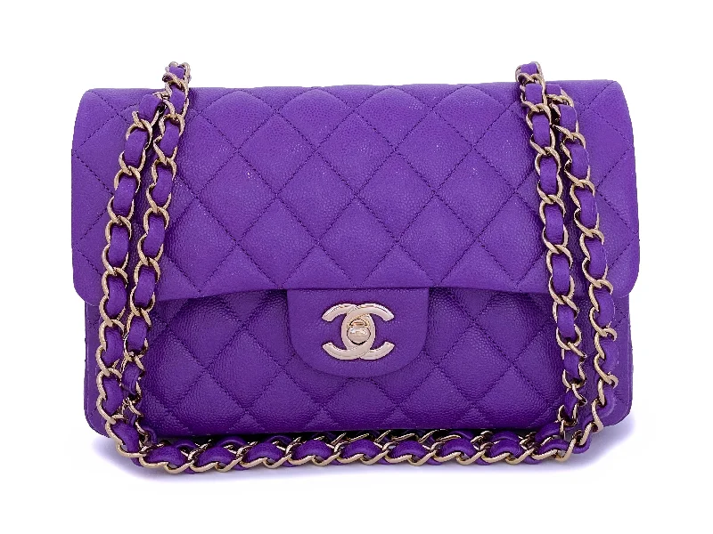 Chanel Classic Flap Bag for Evening PartyChanel 2022 Purple Caviar Small Classic Double Flap Bag GHW