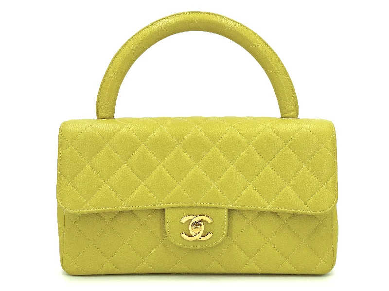 Chanel Classic Flap Bag for Evening PartyChanel 1997 Vintage Chartreuse Green Caviar Kelly Medium Flap Parent Bag 24k GHW