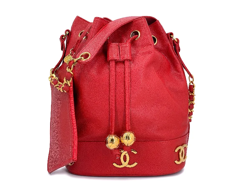 Chanel New Arrival Handbag with Gold HardwareChanel 1994 Vintage Red Caviar Bucket Bag Drawstring 24k GHW