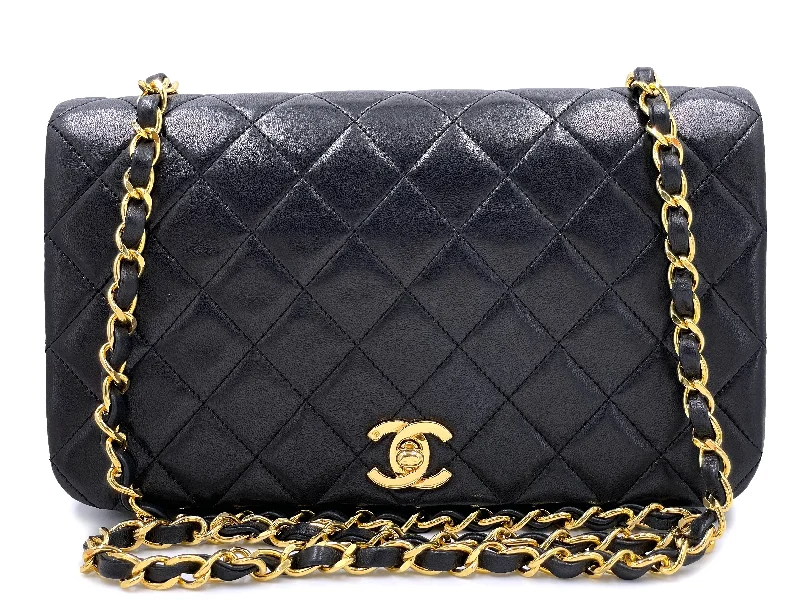 Chanel Lightweight Handbag for Daily ErrandsChanel 1989 Vintage Black Full Flap Quilted Shoulder Bag 24k GHW Lambskin