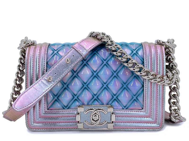 Chanel Classic Flap Bag for Evening PartyChanel Mermaid Boy Bag Purple 18S Small Iridescent Water Flap