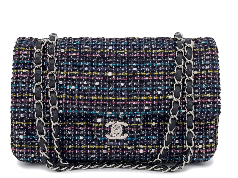 Chanel Luxury Handbag for High - End EventsChanel 2015 Rainbow Tweed Medium Classic Double Flap Bag SHW