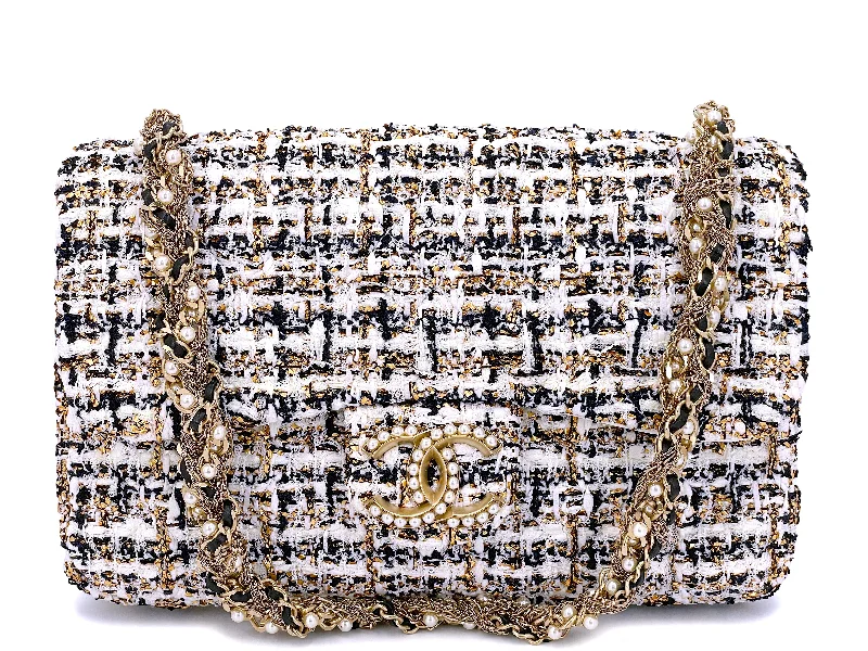 Chanel Designer Handbag with Unique DesignRare Chanel 2014 Tweed and Pearl Westminster Flap Bag GHW