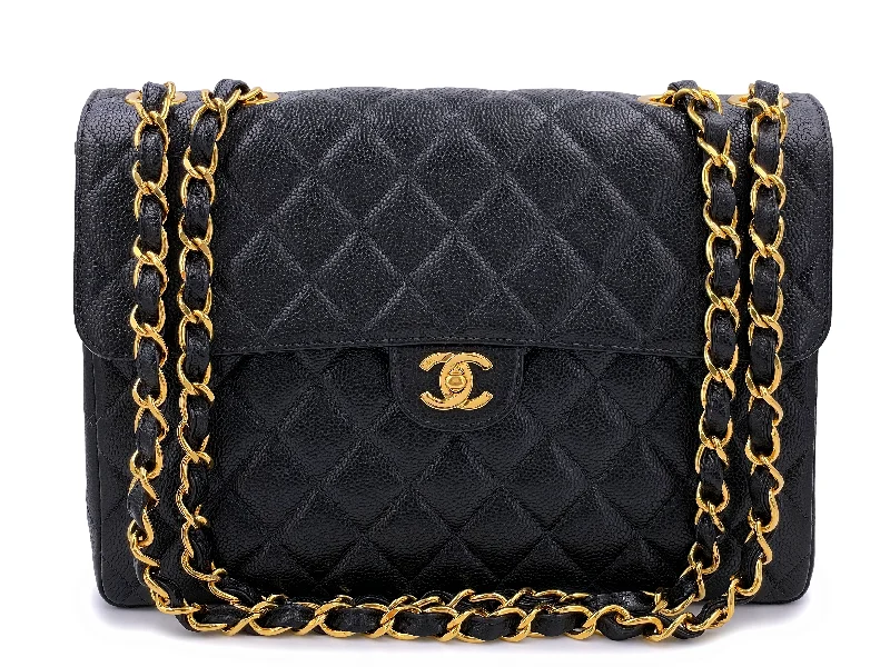 Chanel Colorful Handbag for Spring OutfitsChanel 1998 Vintage Black Caviar Jumbo Classic Flap Bag 24k GHW