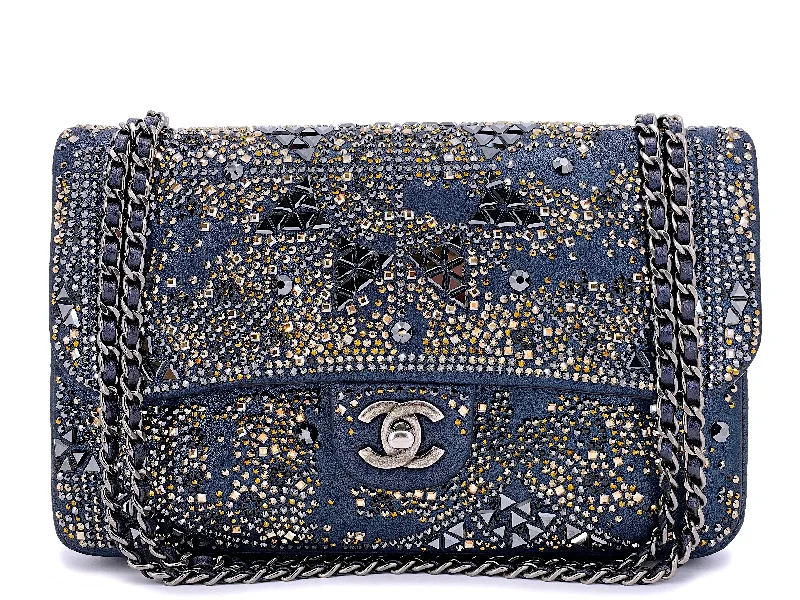 Chanel Small Crossbody Bag for TravelChanel 16A Strass Crystal Buonasera Goatskin Medium Classic Flap Bag RHW Blue