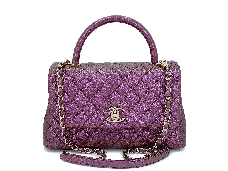 Chanel Medium Tote Bag for Office LadiesChanel Irisdescent Purple Caviar Small-Medium Coco Handle Kelly Flap Bag GHW