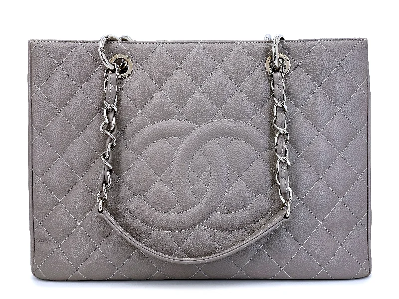 Chanel Designer Handbag with Unique DesignChanel Gray Caviar Grand Shopper Tote GST Bag SHW