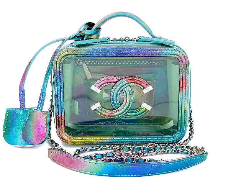 Chanel All - Match Handbag for Versatile StylingChanel 20C Rainbow Filigree PVC Vanity Case Bag