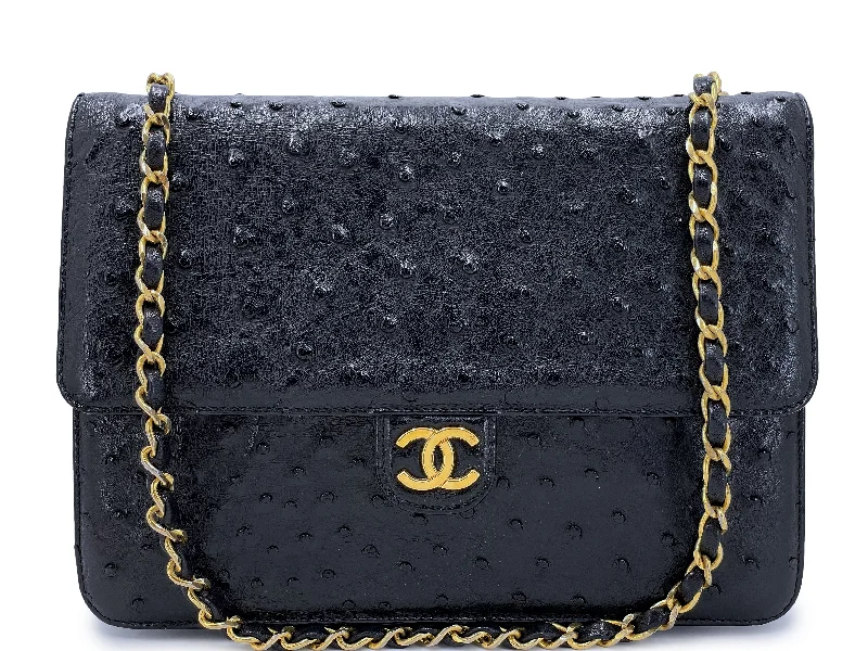 Chanel Small Crossbody Bag for TravelChanel Vintage 1987 Black Ostrich Timeless Convertible Flap Bag 24k GHW