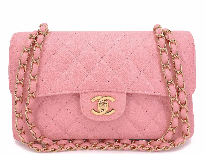 Chanel Handbag with Adjustable Strap for ComfortChanel 2005 Vintage Sakura Pink Small Classic Double Flap Bag 24k GHW