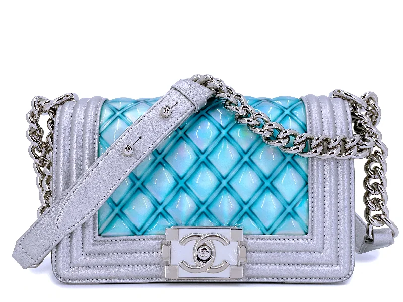 Chanel Lightweight Handbag for Daily ErrandsChanel 18S Turquoise Mermaid Iridescent Water Boy Flap Bag Small