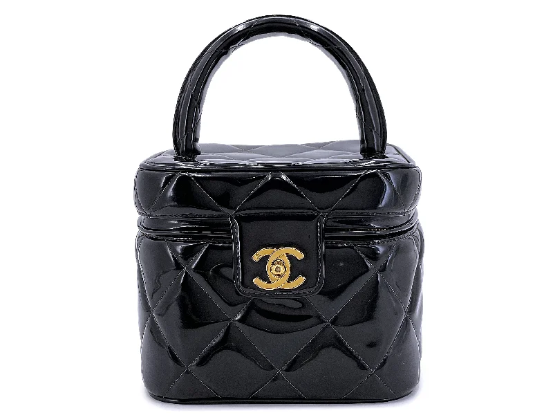 Chanel All - Match Handbag for Versatile StylingChanel Vintage 1995 Spring Barbie Vanity Case Bag Black