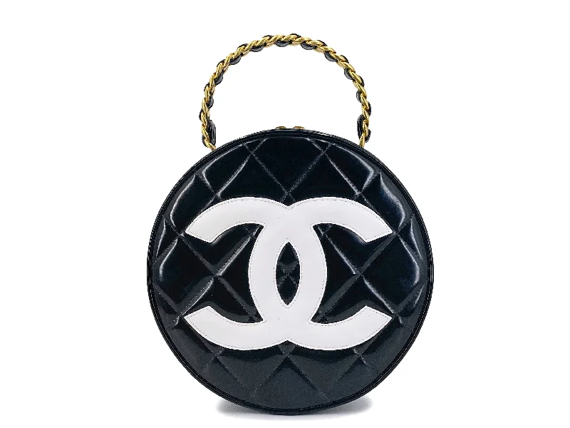 Chanel New Arrival Handbag with Gold HardwareRare Chanel 1995 "Barbie" Round Patent Circle Vanity Case Bag 24k GHW