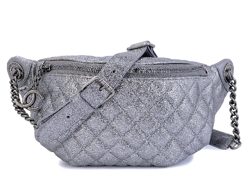 Chanel Medium Tote Bag for Office LadiesChanel Silver Metallic Grained Calfskin Banane Fanny Pack Bag RHW