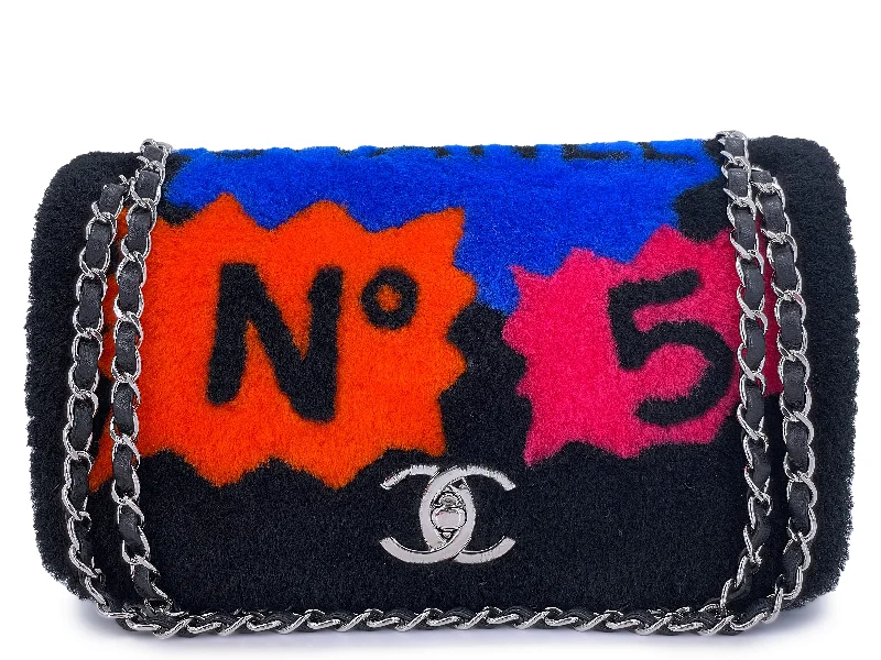 Chanel Chain Strap Handbag for Everyday UseChanel 2014 Supermarket Comic Black Multicolor Shearling Flap Bag