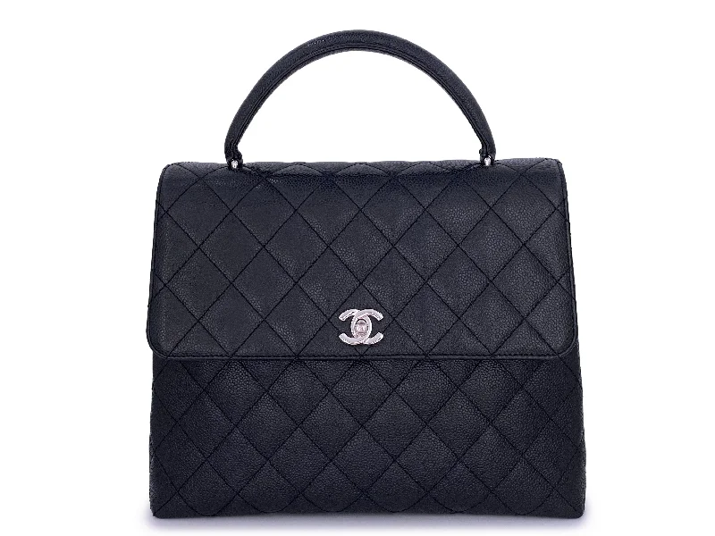 Chanel Handbag with Adjustable Strap for ComfortChanel Vintage Black Caviar Kelly Flap Bag SHW