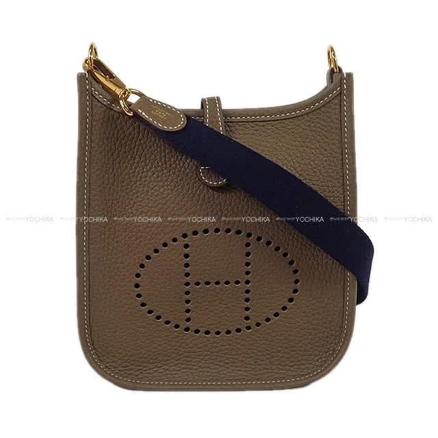 Seasonal - Exclusive Hermes Bags for Summer GetawaysHERMES Shoulder bag Evelyne 16 TPM Amazone Etoupe/Blue Indigo Taurillon Clemence Gold HW Stamp W[BRAND NEW][Authentic]