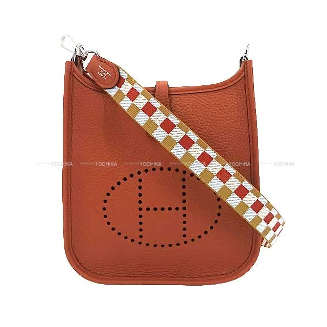 Sequined and Beaded Hermes Bags for Glamorous EventsHERMES Shoulder bag Evelyne 16 TPM Amazon Maxi Quadrille Cuivre(6C)/Chai(0M)/Nata(I2)/Blue brume (T0) Taurillon Clemence Silver HW Stamp B[BRAND NEW][Authentic]