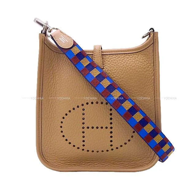 Sustainable - Inspired Hermes Bags with Eco - Conscious MaterialsHERMES Shoulder bag Evelyne 16 TPM Amazon Maxi Quadrille Chai/Biscuit/Rouge H/Bleu Billard Taurillon Clemence Silver HW Stamp U[BRAND NEW][Authentic]