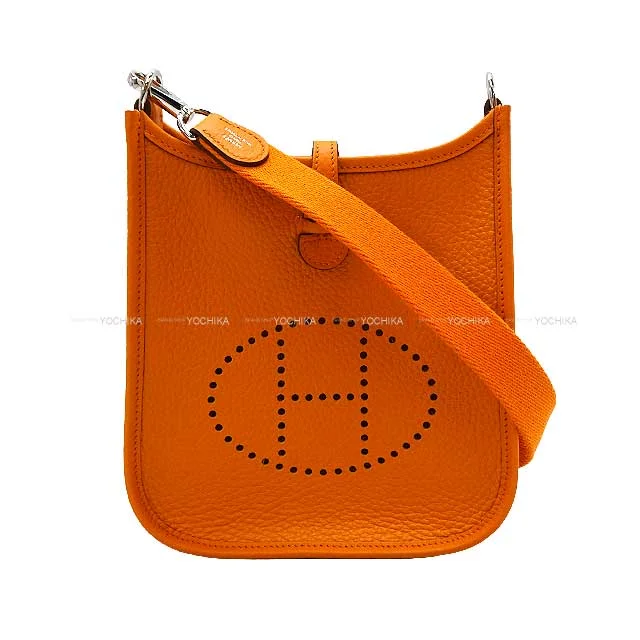 Hermes Evelyne Bags with Adjustable Shoulder StrapsHERMES Shoulder bag Evelyne 16 TPM Orange Taurillon Clemence Silver HW Stamp B[ALMOST NEW][Authentic]