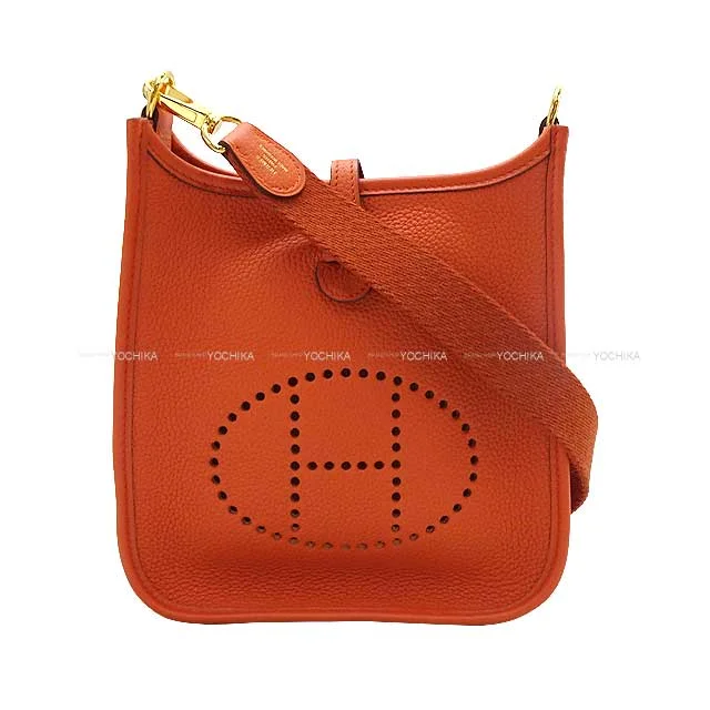 Hermes Bags with Hand - Painted Details for a Unique TouchHERMES Shoulder bag Evelyne 16 TPM Terre Battue Taurillon Maurice Gold HW Stamp Y[EXCELLENT][Authentic]