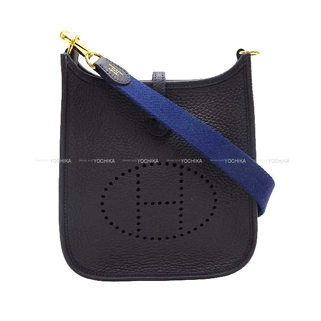 Monogram - Embellished Hermes Bags for a Personalized FlairHERMES Shoulder bag Evelyne 16 TPM amazon Caban/Bleu Saphir Taurillon Clemence Gold HW Stamp B[BRAND NEW][Authentic]