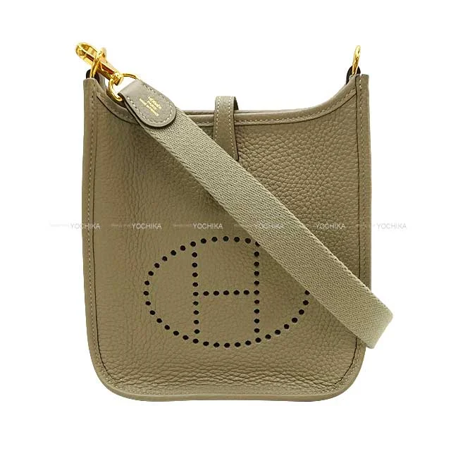 Hermes Victoria Bags with Signature Turnlock ClosuresHERMES Shoulder bag Evelyne 16 TPM Sauge Taurillon Clemence Gold HW Stamp Z[EXCELLENT][Authentic]