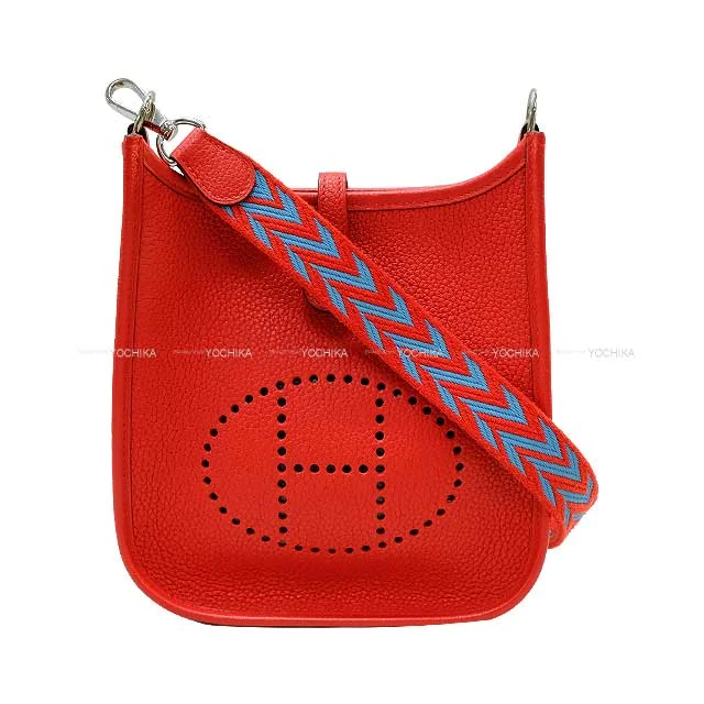 Exquisite Hermes Picotin Bags for Everyday Elegance[Pre-loved] HERMES Shoulder bag Evelyne 16 TPM Amazon Sangles Zigzag Rouge de Coeur/Bleu de Nord Taurillon Maurice Silver HW Stamp D[LIKE NEW][Authentic]