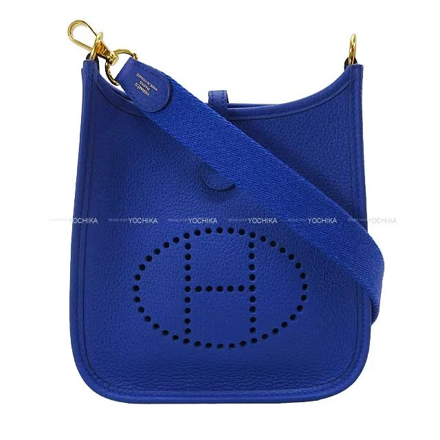 Art - Inspired Hermes Bags Collaborated with Renowned ArtistsHERMES Shoulder bag Evelyne 16 TPM Bleu Royal Taurillon Clemence Gold HW Stamp U[EXCELLENT][Authentic]