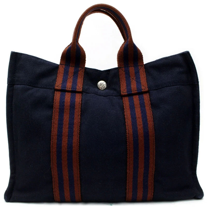 Designer - Crafted Hermes Bags for Fashion AficionadosBrand Inspired Hermes Tote Bag Sac Fool Toepm Navy Blue Canvas (SHC7-10987)