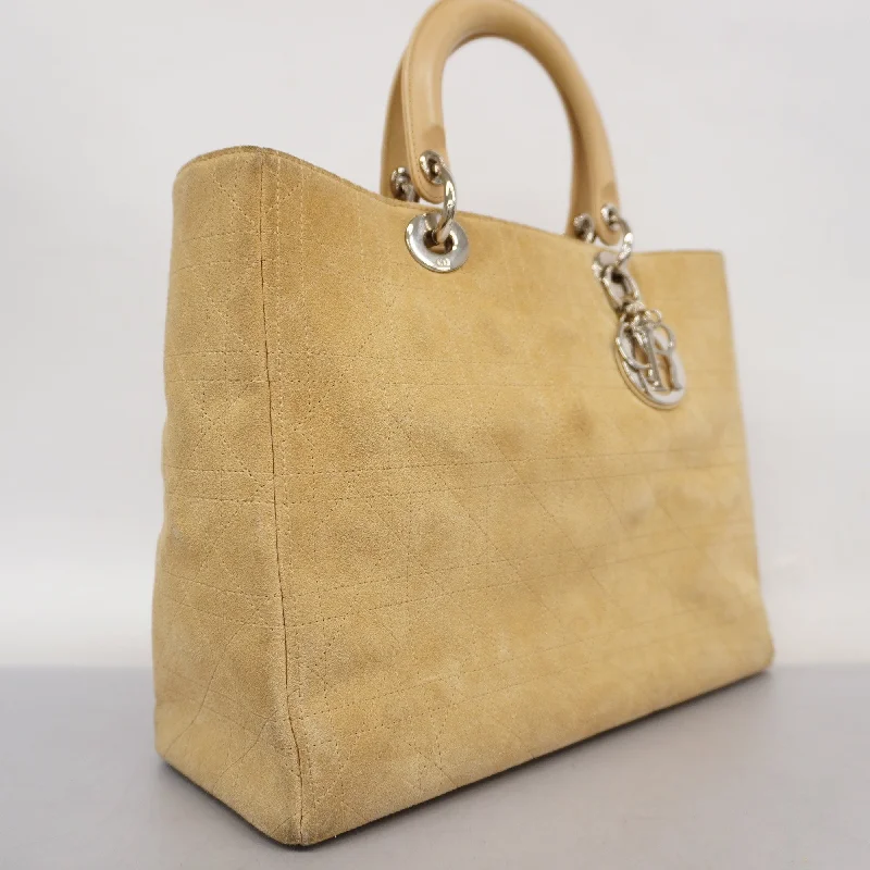 Christian Dior Saddle bags with a studded trim for a bold lookCHRISTIAN DIOR  Cannage/Lady Dior Tote Bag Women's Suede Tote Bag Beige