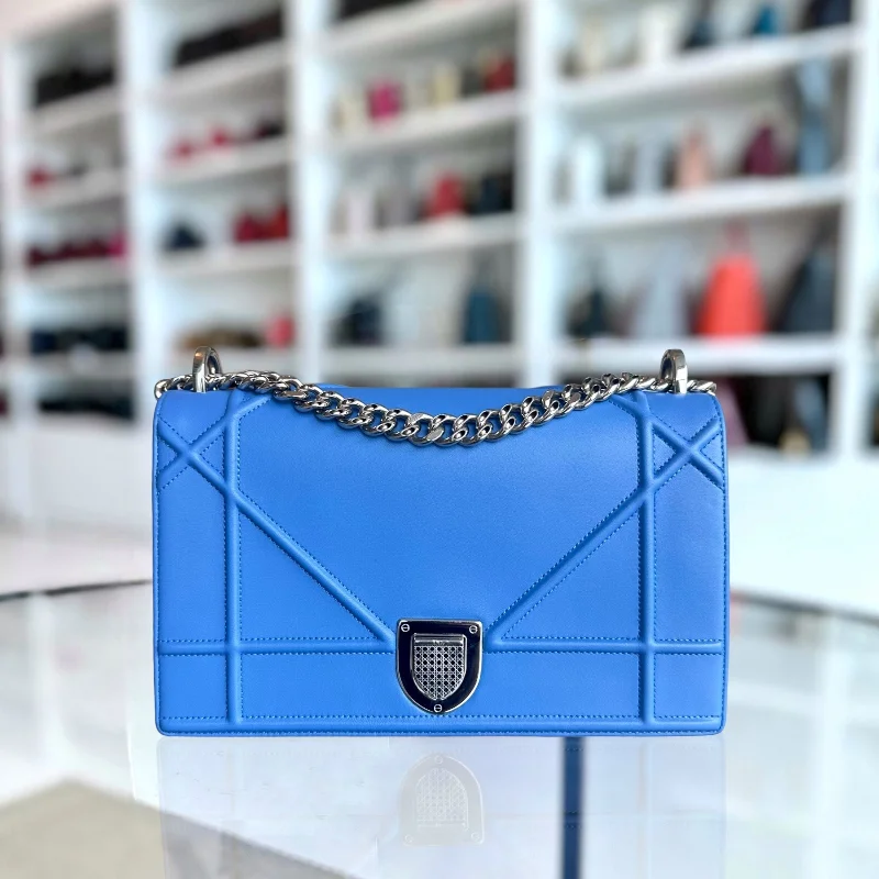 Trendsetting Christian Dior crossbody bags with a colorful strapDiorama Ama Medium Smooth Calfskin Blue SHW