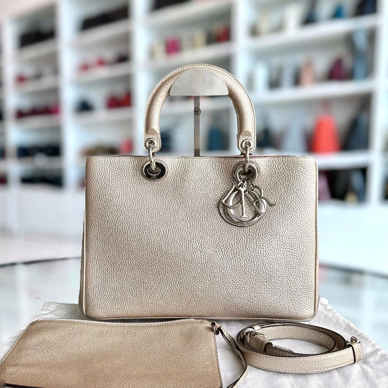 Christian Dior handbags with a removable shoulder strap for versatilityDiorissimo Medium 31CM Grained Calfskin Gold GHW