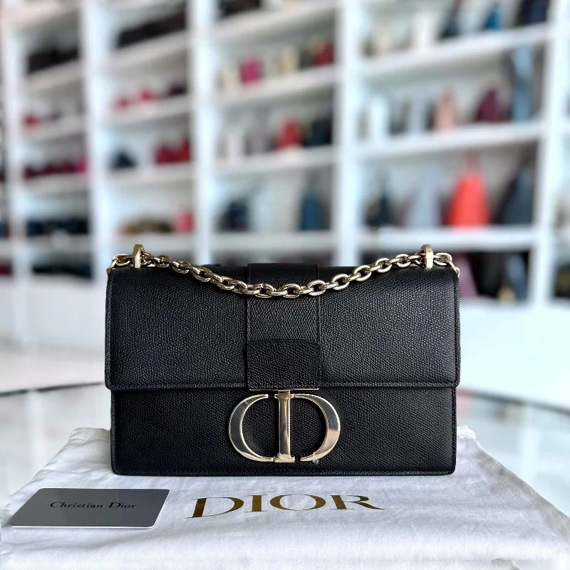 Christian Dior bags with a detachable coin purse insideEast West Montaigne 30 Grained Calfskin Black LGHW