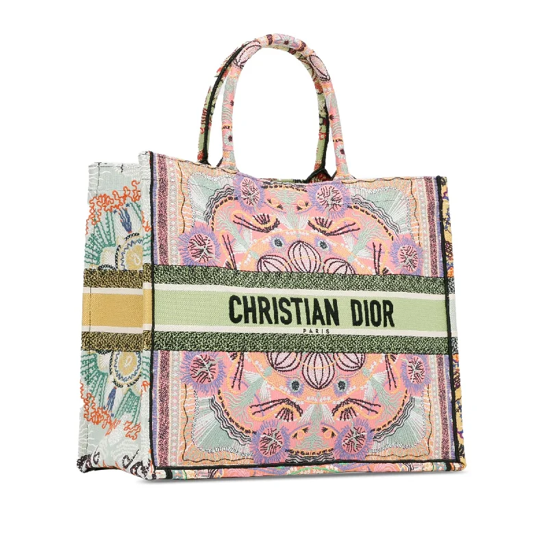 Stylish Christian Dior shoulder bags with a tassel - adorned zipperDior Large Embroidered Canvas Book Tote (Sv0JbO)