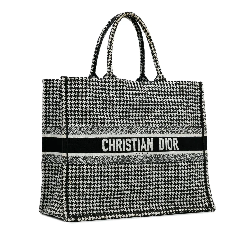 Christian Dior backpacks with a sleek, minimalist silhouetteDior Large Houndstooth Embroidered Book Tote (i71xOC)