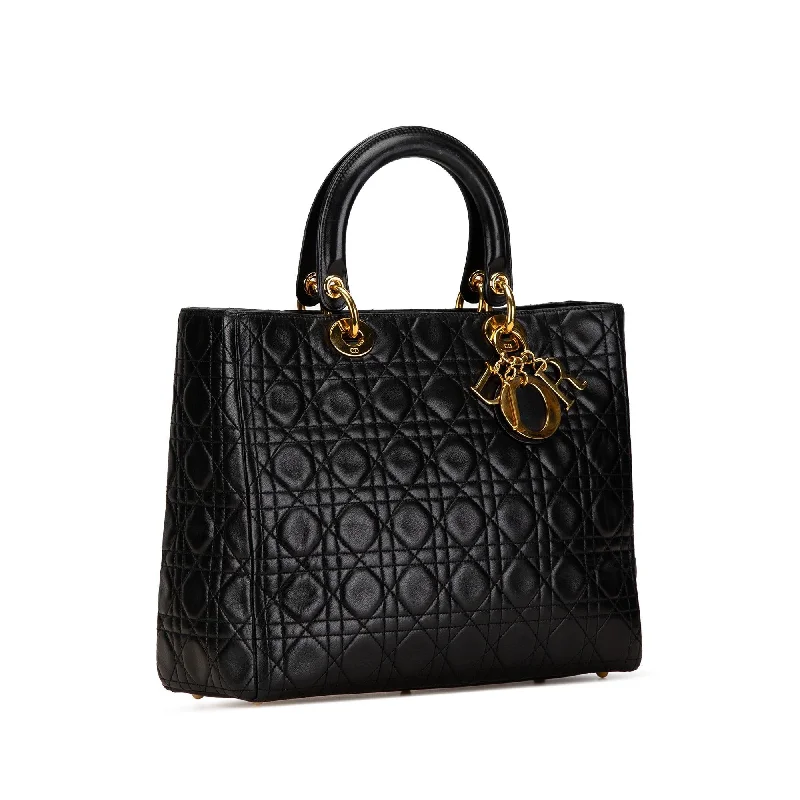 Christian Dior handbags with a detachable mirror for on - the - go touch - upsDior Large Lambskin Cannage Lady Dior (04vEqj)