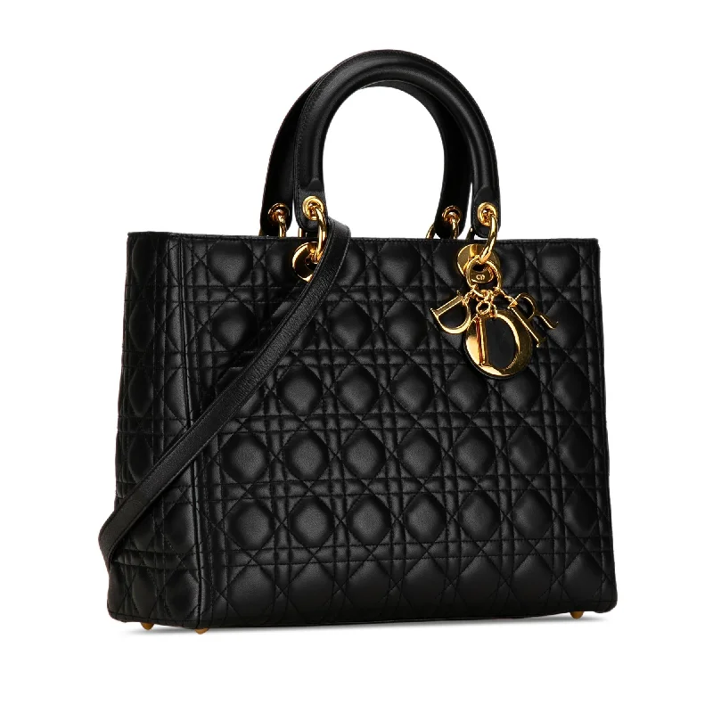 Christian Dior handbags with a back - pocket for quick storageDior Large Lambskin Cannage Lady Dior (12hNSl)