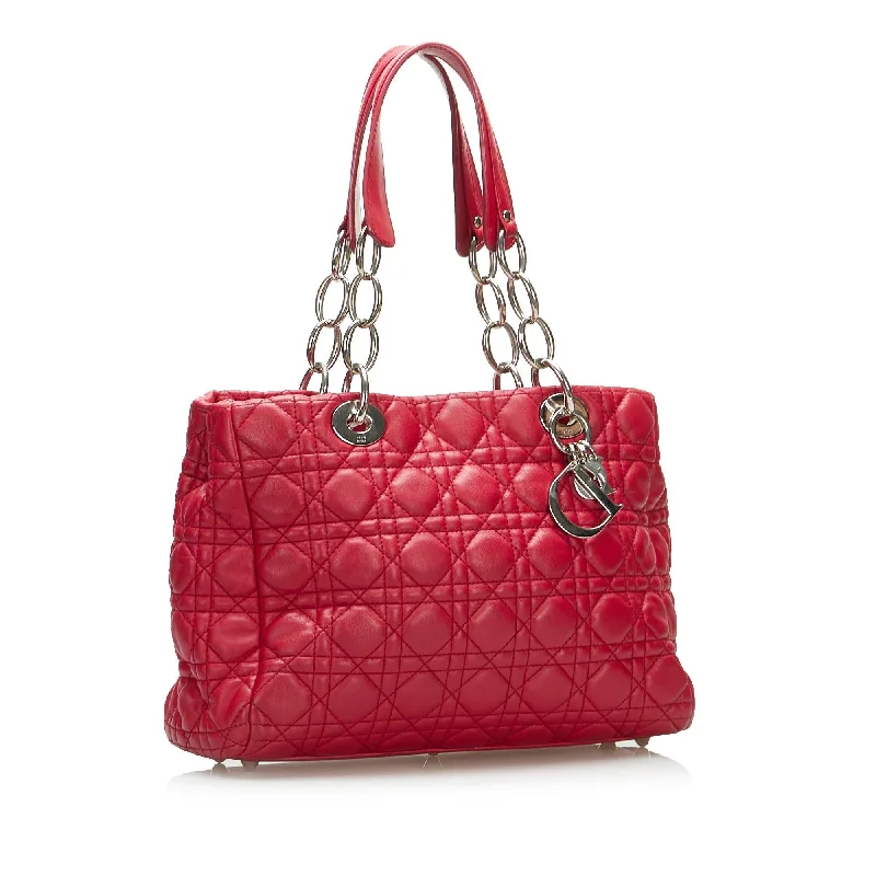 High - fashion Christian Dior bags with a geometric patternDior Small Cannage Lady Dior Soft Shopping Tote (SHG-hBQtFf)