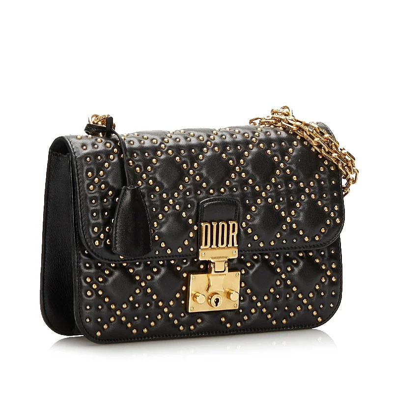 Christian Dior handbags with a removable shoulder strap for versatilityDior Studded Cannage DiorAddict Flap (SHG-37209)