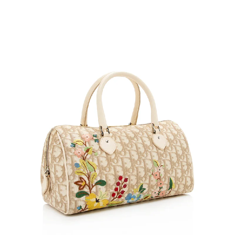 Luxury Christian Dior crossbody bags with a chain - link strapDior Vintage Embroidered Flowers Satchel (SHF-18817)